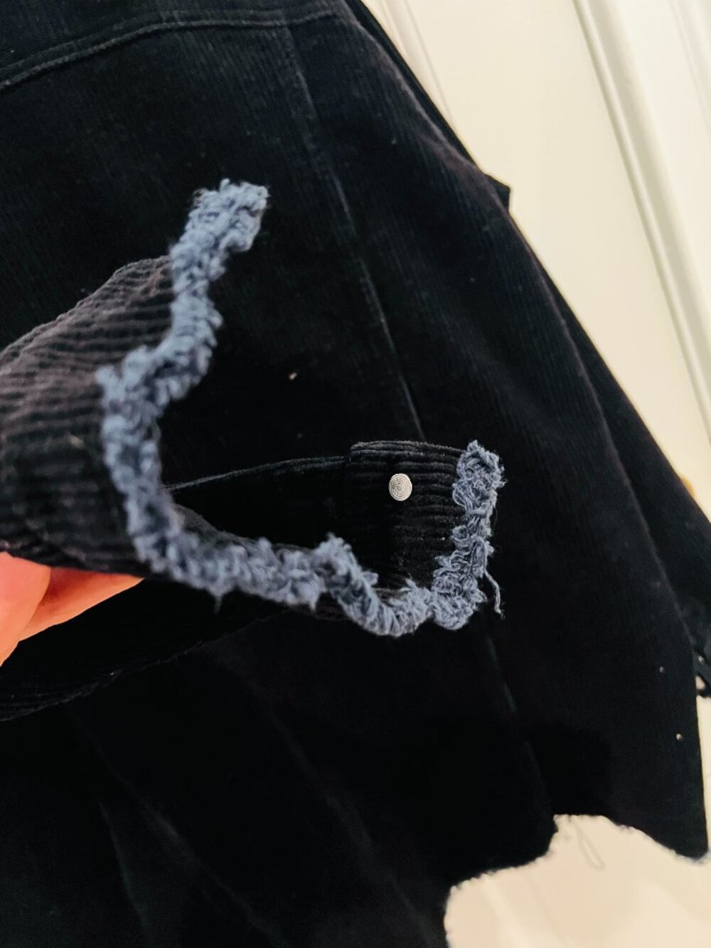 black corduroy jacket is from Zara and features a frayed hem Size Small - Picture 3 of 16
